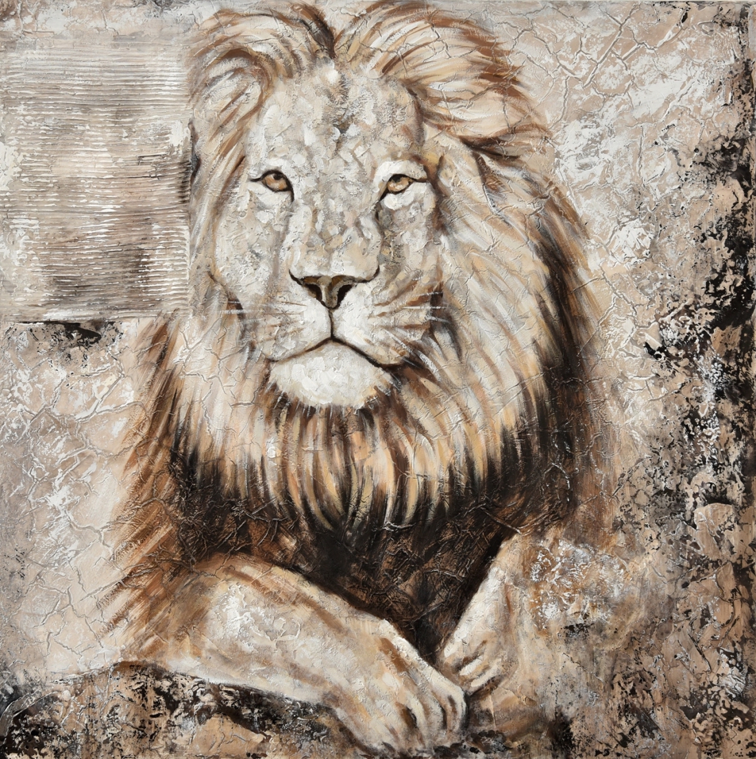 Schilderij leeuw 100x100 
