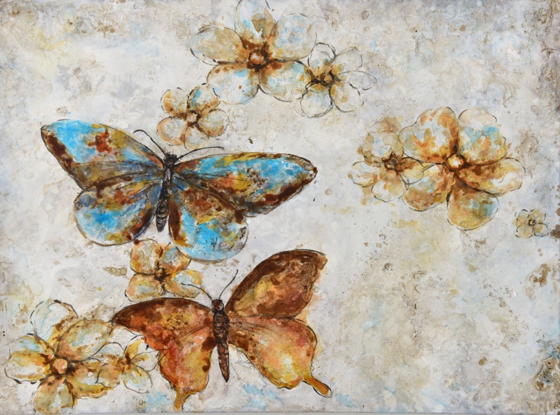 Schilderij vlinders 74x100