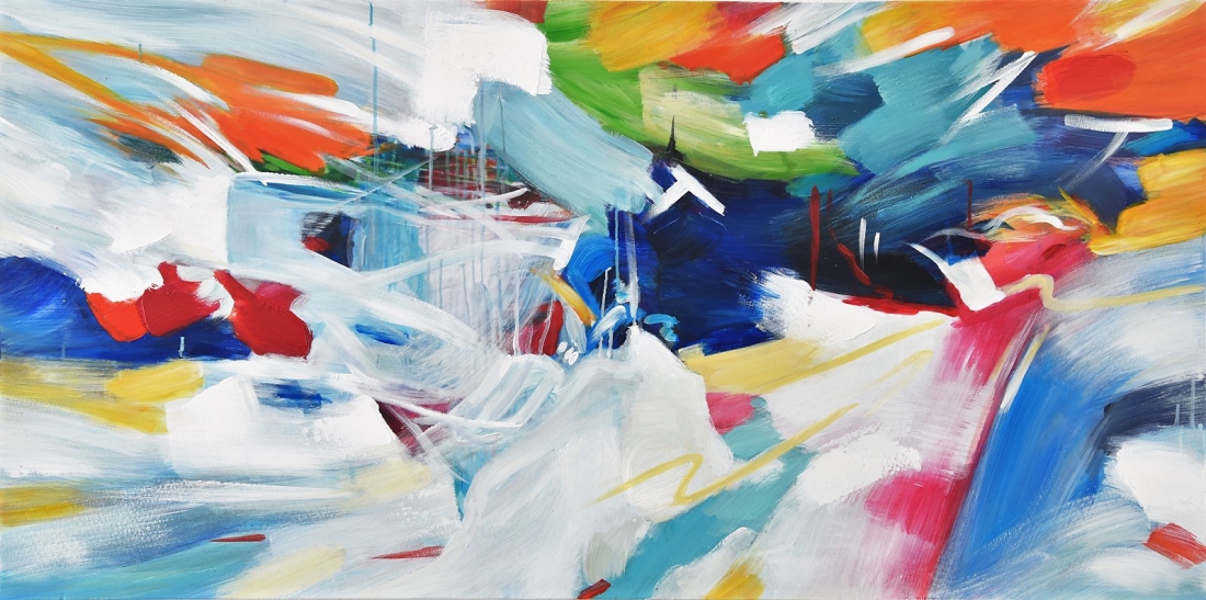 Schilderij abstract 70x140