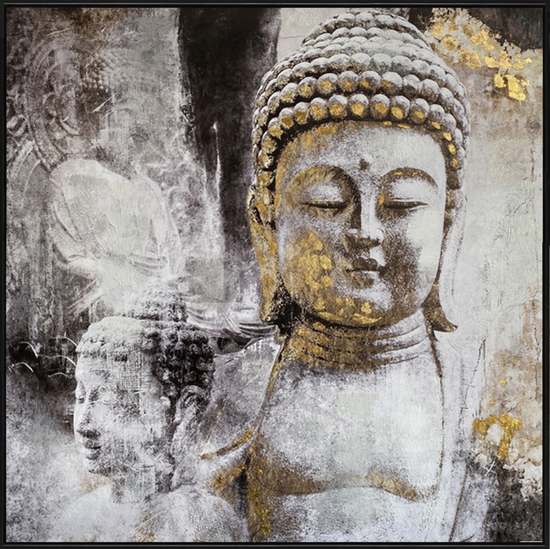 oud Boven hoofd en schouder Bron Schilderij boeddha 102x102 dtm131 - Schilderijenshop
