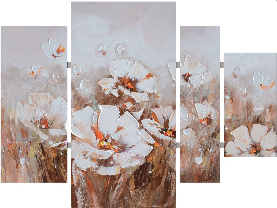  4 luik schilderij bloemen 80x109