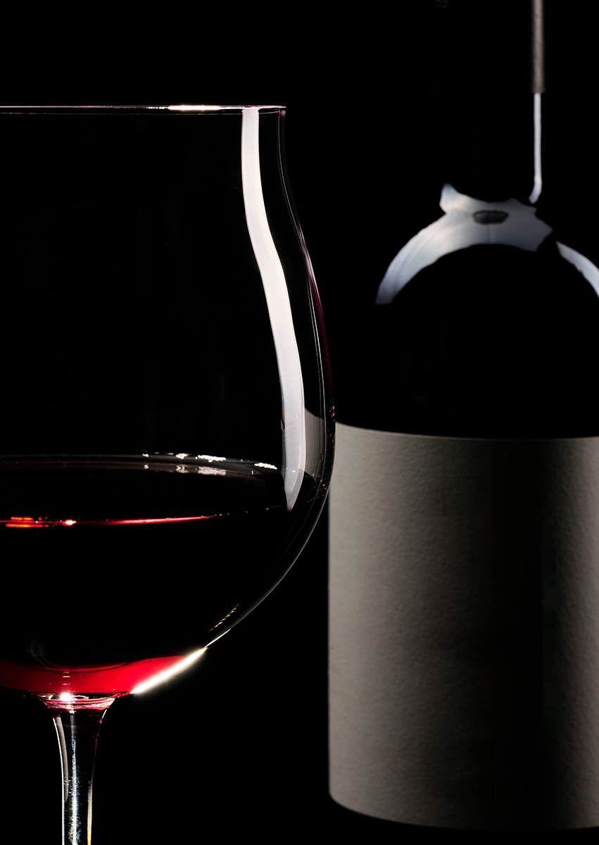 Wine silhouett op glas 70x100