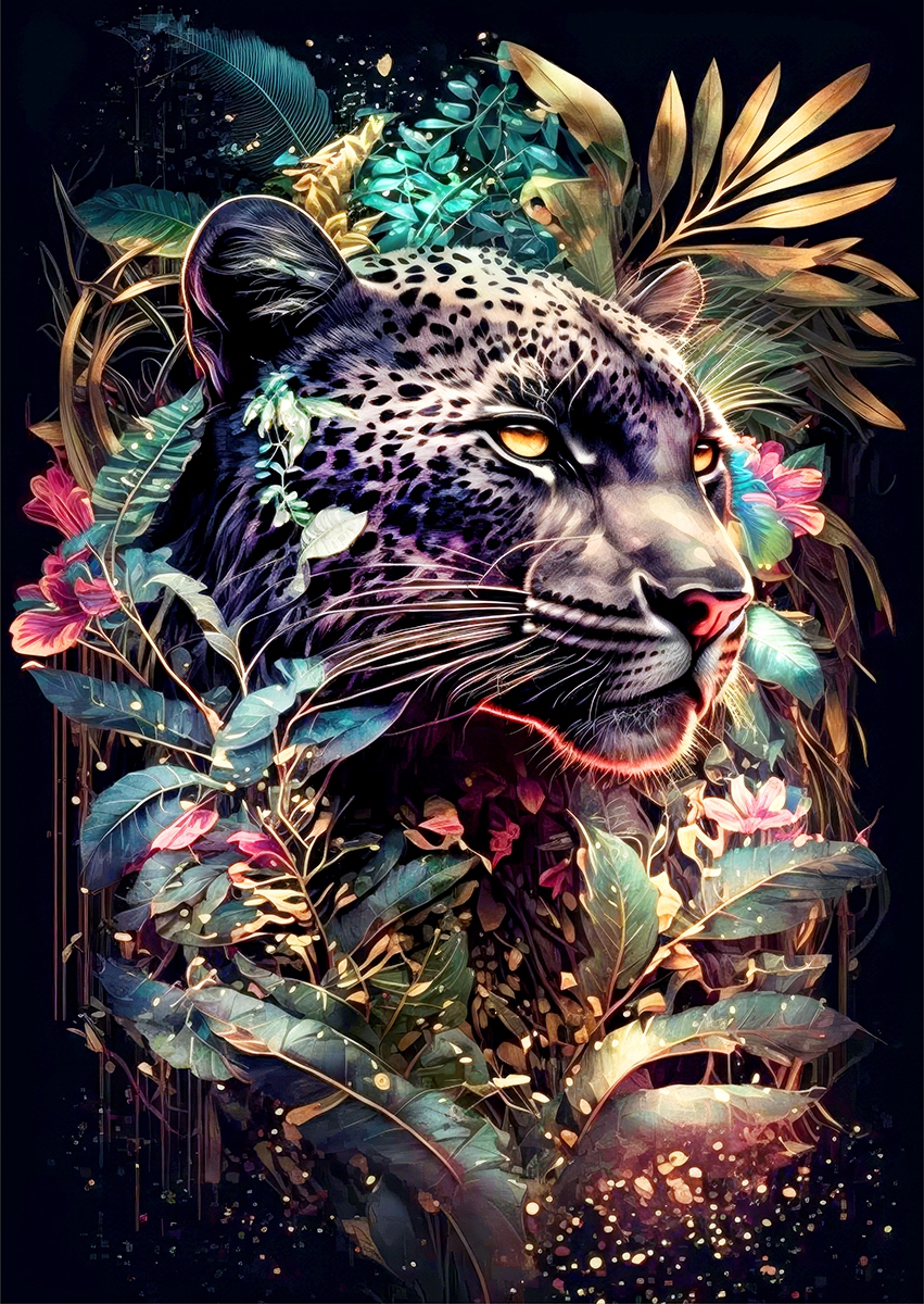 Tropic leopard op glas 70x100