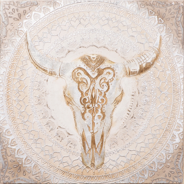 Schilderij schedel Bull 100x100 