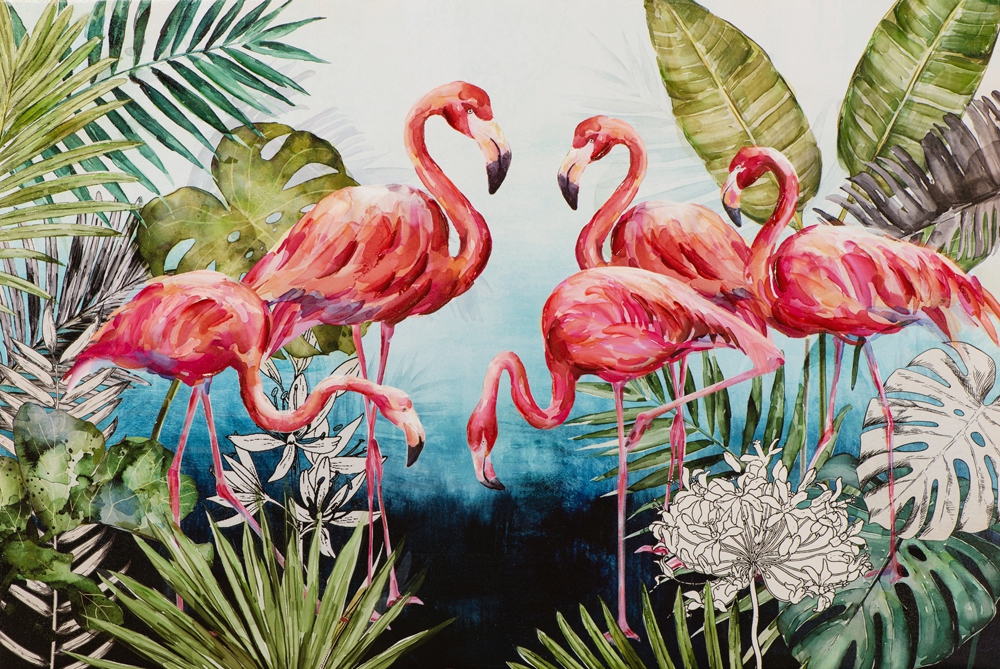 Schilderij flamingo's 80x120