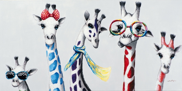 Schilderij giraffen 70x140