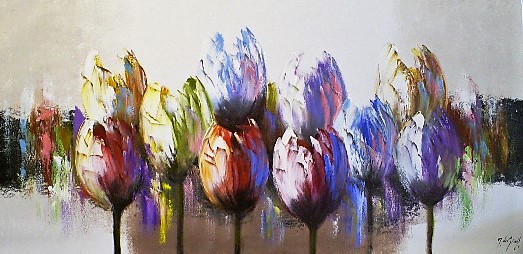 Schilderij tulpen 70x140