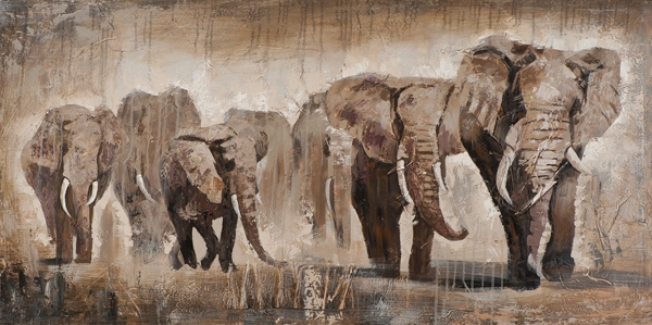 Schilderij olifanten 70x140