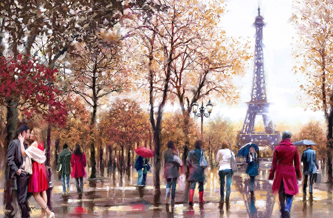 Stadsgezicht van Parijs met Eiffeltoren 75x100