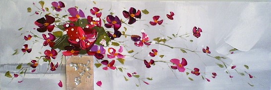 schilderij bloemen 30x90