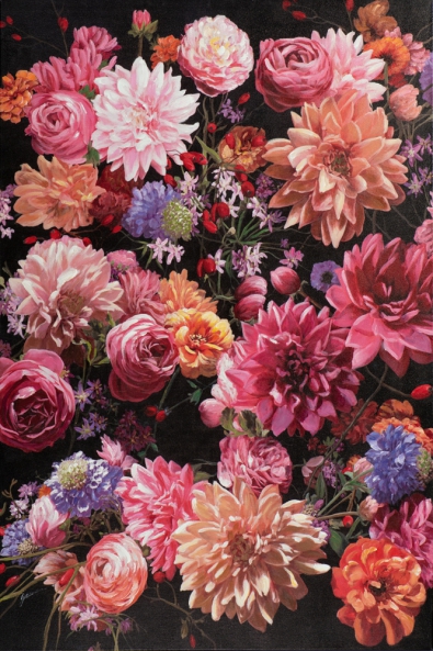 Schilderij retro bloemen 100x150