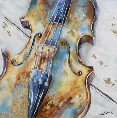 Schilderij viool 70x70