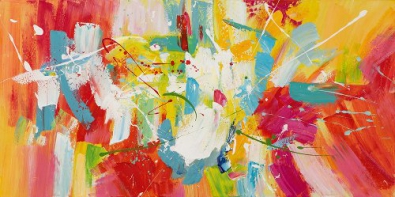 Schilderij abstract kleurrijk 60x120