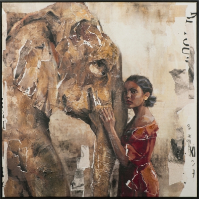 Schilderij olifant 117x117