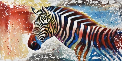 Schilderij zebra 100x200