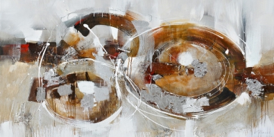 Schilderij abstract cirkels 70x140