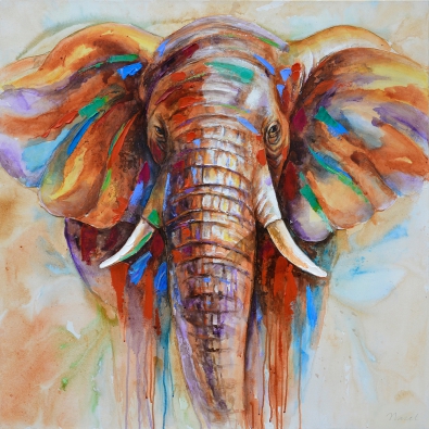 Schilderij olifant 100x100
