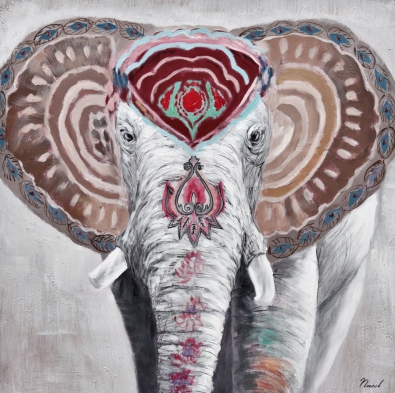 Schilderij olifant 74x74