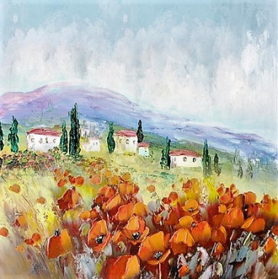 Schilderij Toscaans landschap 100x100