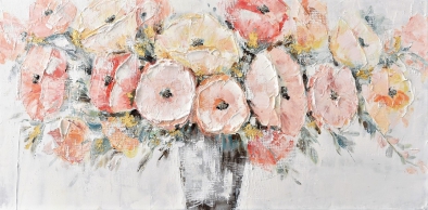 Schilderij bloemen in vaas 70x140