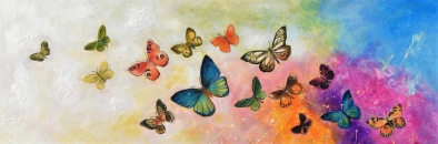 Schilderij vlinders 50x150 