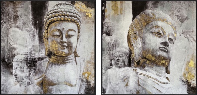 Schilderijen set boeddha 2x 102x102 set prijs