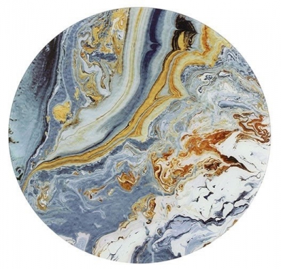 Marble marmer grijs/goud op glas rond 60cm