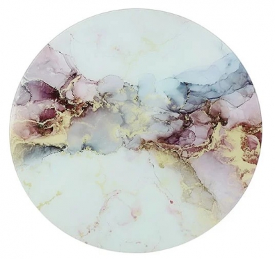 Marble marmer wit/roze op glas rond 60cm