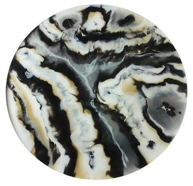 Marble marmer zwart/bruin op glas rond 75cm