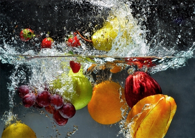 Fruitsplash op glas 70x100