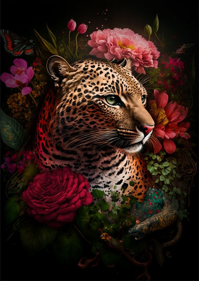 Jungle leopard op glas 70x100