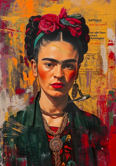Frida Kahlo op glas 70x100