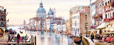 Stadsgezicht Venetie met gondel 60x150