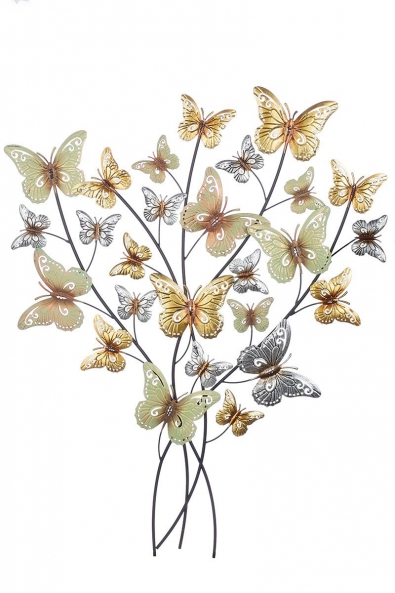 Metalen wandobject vlinders 75x91