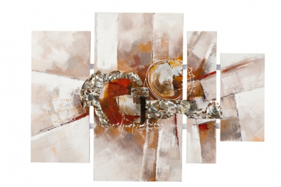 Schilderij abstract 4-luik 74x109
