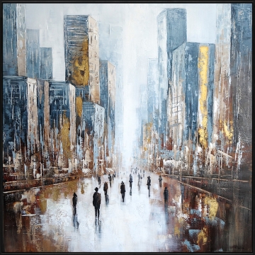 Schilderij  moderne stad 100x100