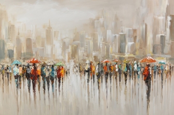 Schilderij bruisende stad 100x150