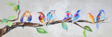 schilderij vogeltjes 40x120
