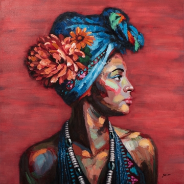 Schilderij vrouw 100x100