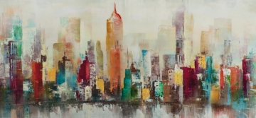 Schilderij skyline hoogglans 70x150