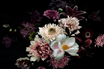 Bloemen op glas 80x120