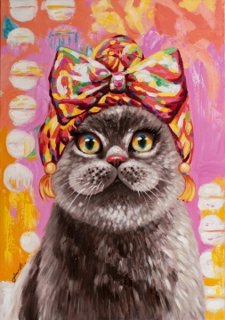 Schilderij poezige poes 70x100