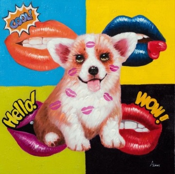 Schilderij popart hond 60x60