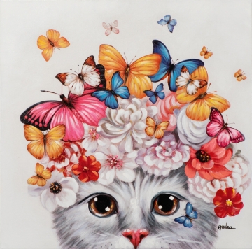 Schilderij poes 70x70
