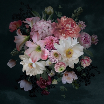 Bloemen op glas 80x80