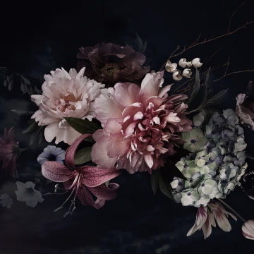 Bloemen op glas 80x80