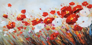 schilderij klaprozen 70x140