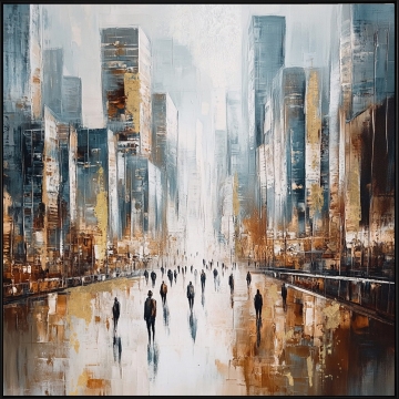 Schilderij  moderne stad 100x100