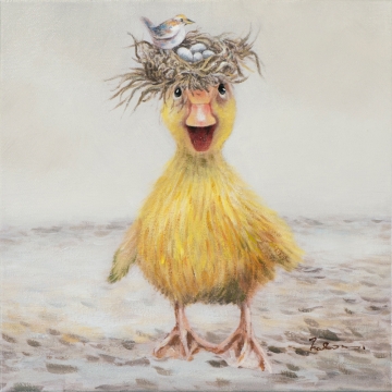 Schilderij eendje 40x40