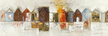 Schilderij huisjes 50x150